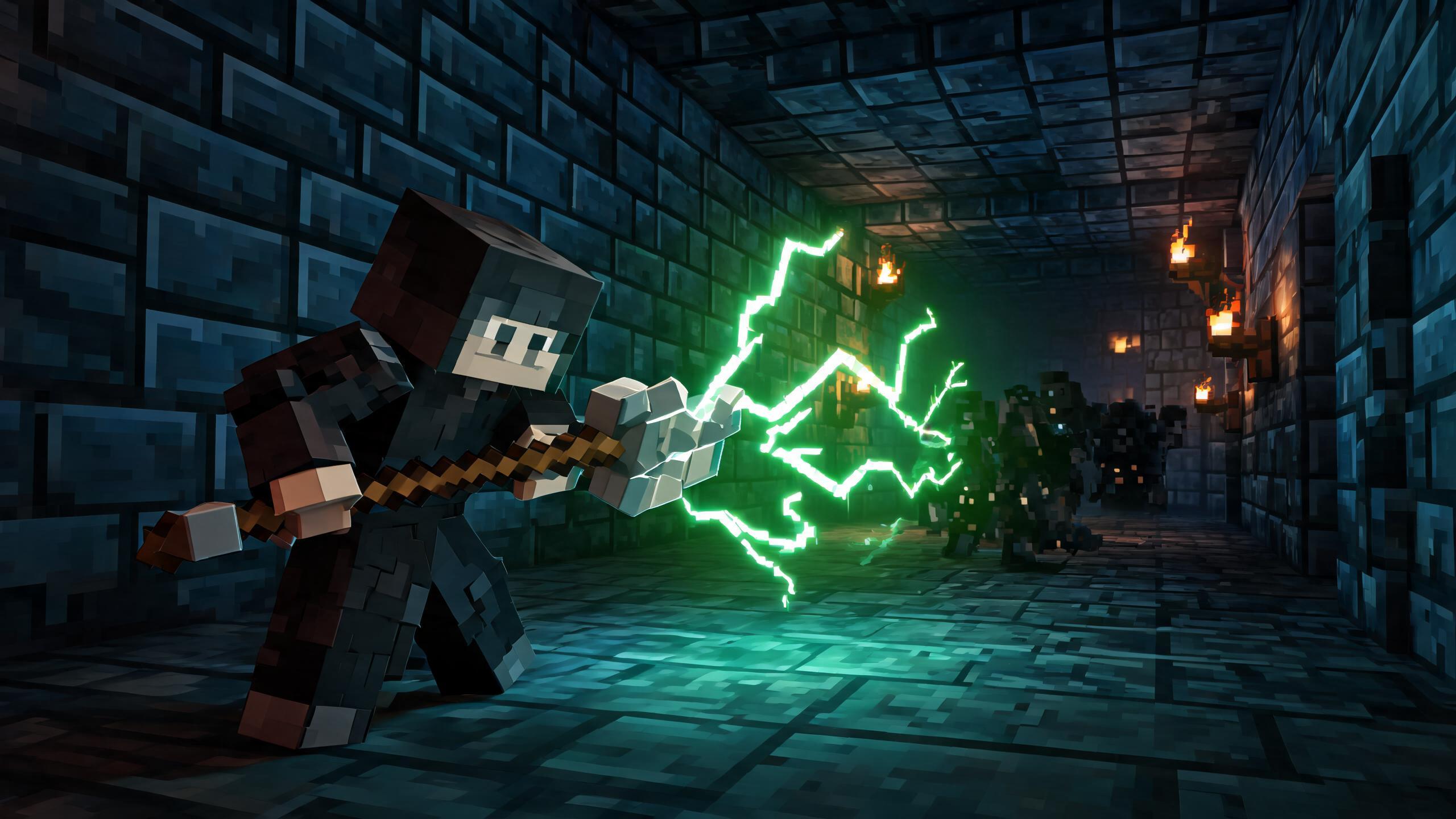 Battlestaff mage build in Minecraft Dungeons 2